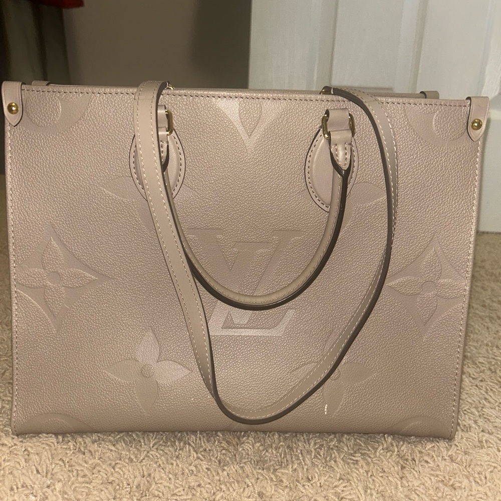 Louis Vuitton Tan Tote Bag with Monogram Embossing